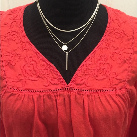Lucky Brand Reddish Orange blouse 🌸Size Medium - Picture 2 of 5